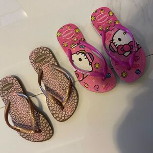 Havianas Kids Pink and Brown Flip Flops